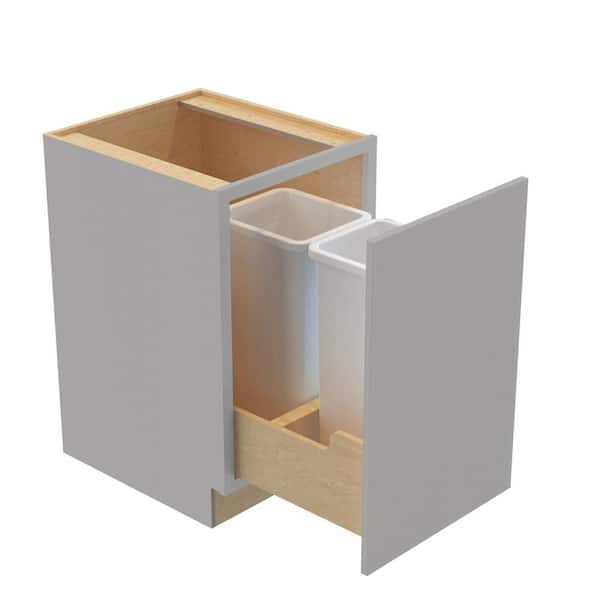 Home Decorators Collection Hargrove 21 in. W x 24 in. D x 34.5 in. H Assembled Plywood Trash Can Kitchen Cabinet in Veiled Gray with Soft Close