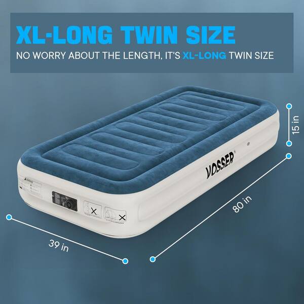 Angel SAR 15 in. Blue Twin Air Mattress with Built in Pump and Storage Bag Foldable Inflatable Bed for Home Camping and Guests