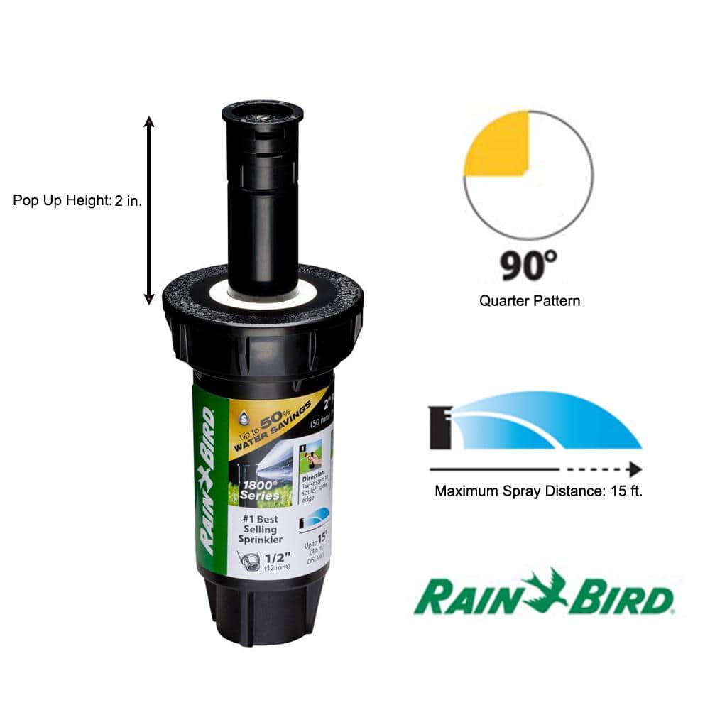Efficient 2" Quarter-Circle Black Pop-Up Spray Head with Dual Nozzle