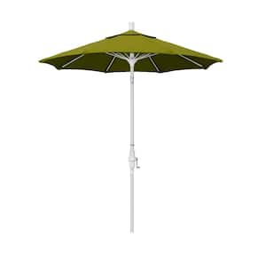 7.5 ft. Matted White Aluminum Market Patio Umbrella Fiberglass Ribs and Collar Tilt in Ginkgo Pacifica