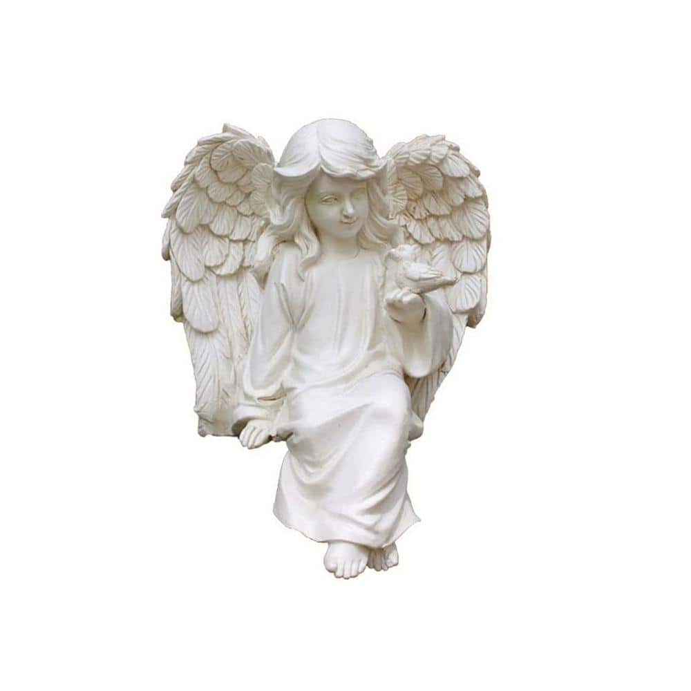 Resin Angel and Bird Garden Statue (Sitting)-Outdoor Lawn/Patio and ...