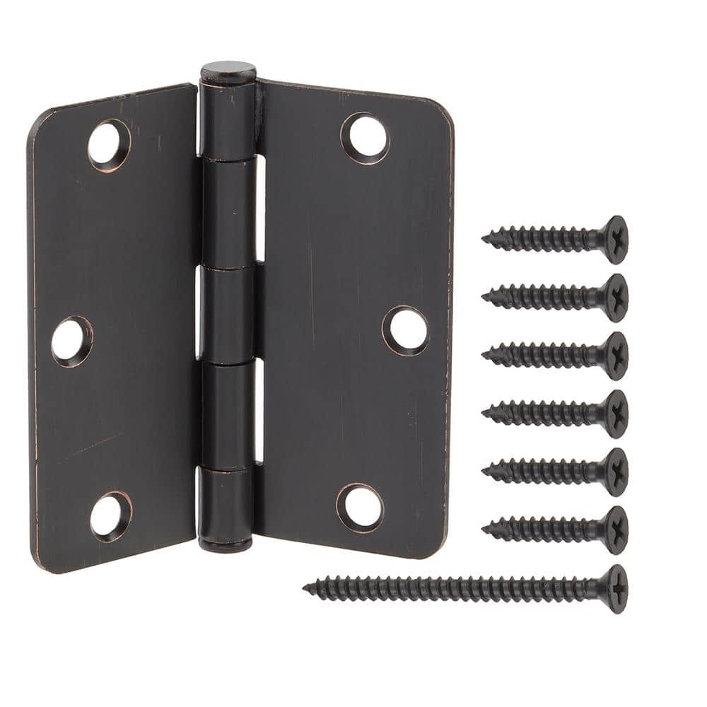 3-1/2 in. x 1/4 in. Radius Oil-Rubbed Bronze Squeak-Free Door Hinge