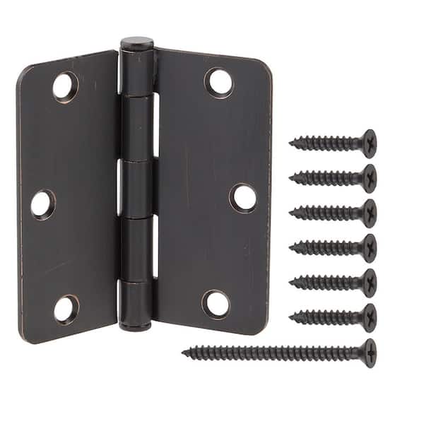 Everbilt 3-1/2 in. x 1/4 in. Radius Oil-Rubbed Bronze Squeak-Free Door Hinge