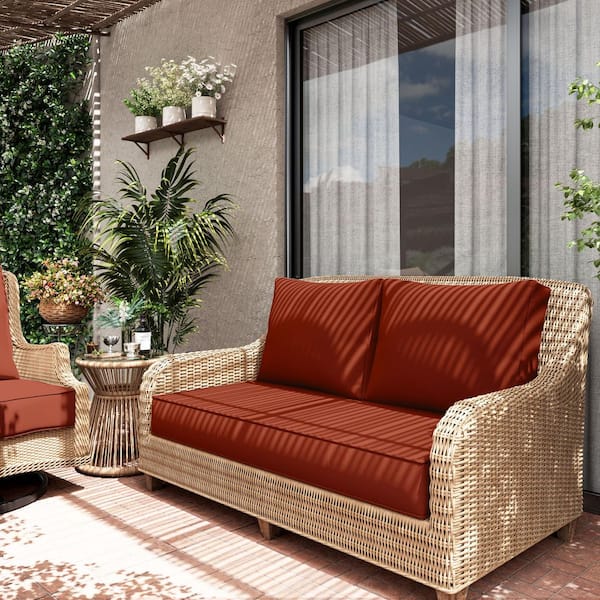 46 in. x 26 in. x 5 in. Outdoor Patio Replacement Loveseat Sofa Cushion Set with Backrest Terra Red