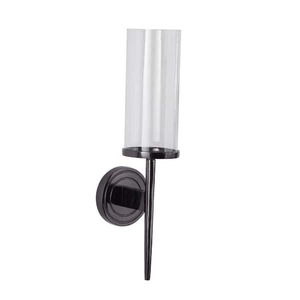 Litton Lane Black Aluminum Single Candle Wall Sconce 042523 - The Home Depot