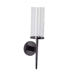 23 in. Black Aluminum Metal Single Candle Wall Sconce
