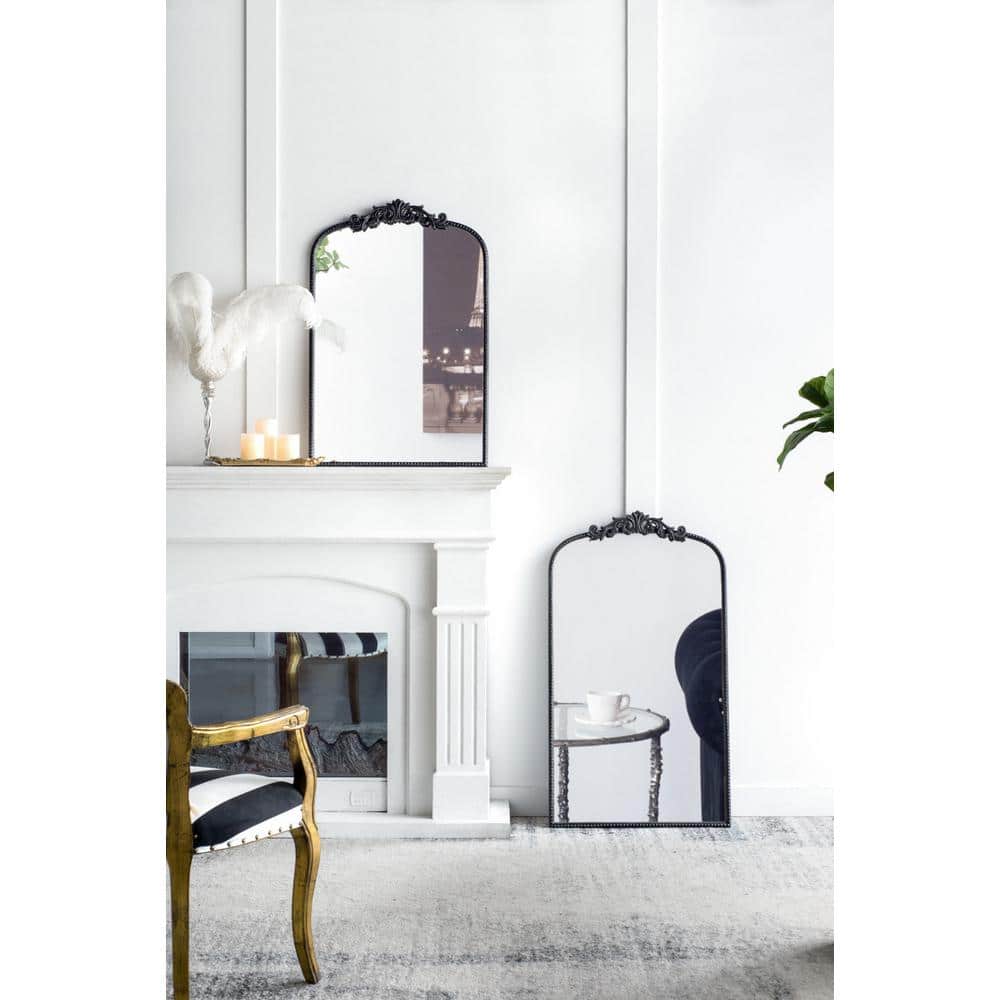 24 x 36 Inch Black Iron Framed Arched Decorative Mirror