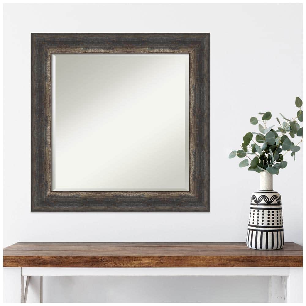 Bronze and Wood Full Length Rectangular Wall Mirror
