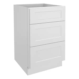 21 in. W x 24 in. D x 34.5 in. H in Shaker White Plywood Ready to Assemble Floor Base Kitchen Cabinet with 3 Drawers