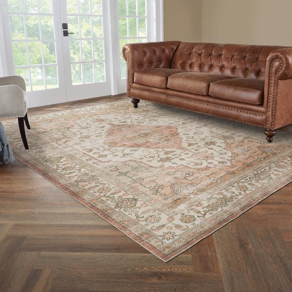 Harmony Medallion Doormat 2 ft. x 3 ft. Polyester Indoor Machine Washable Scatter Area Rug