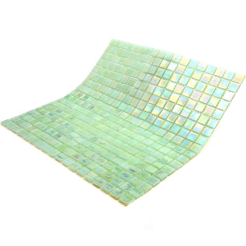 Ultramarine Green Iridescent Glass Mosaic Wall and Floor Tile