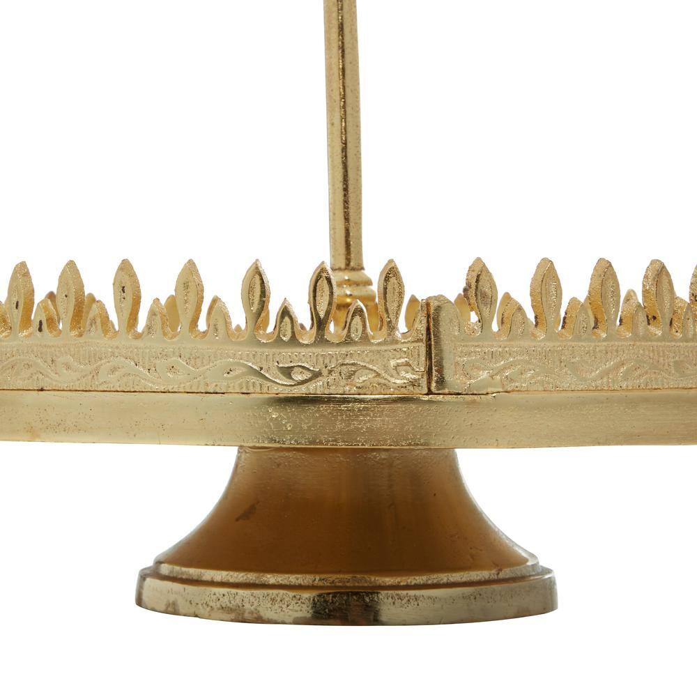 Gold Aluminum Glam Cake Stand with Finial Handle