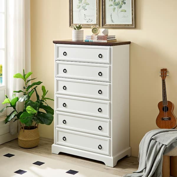 SUNRINX White 6-Drawer 15.75 in.W Chest of Drawers MG2-31WE - The