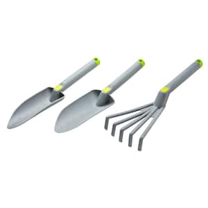 High Quality 16 in. Gardening Tool Set in Grey (3-Piece)