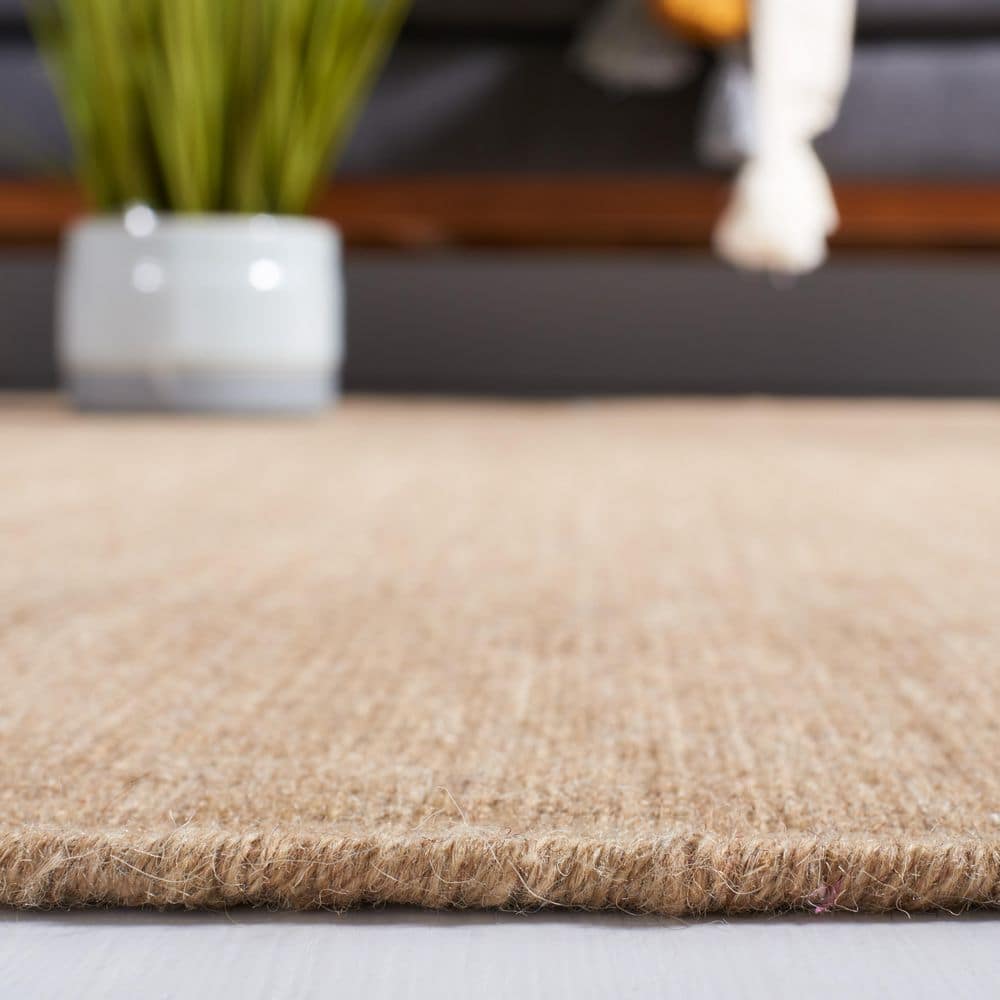Beige Handmade Wool and Cotton Flat Woven Runner Rug