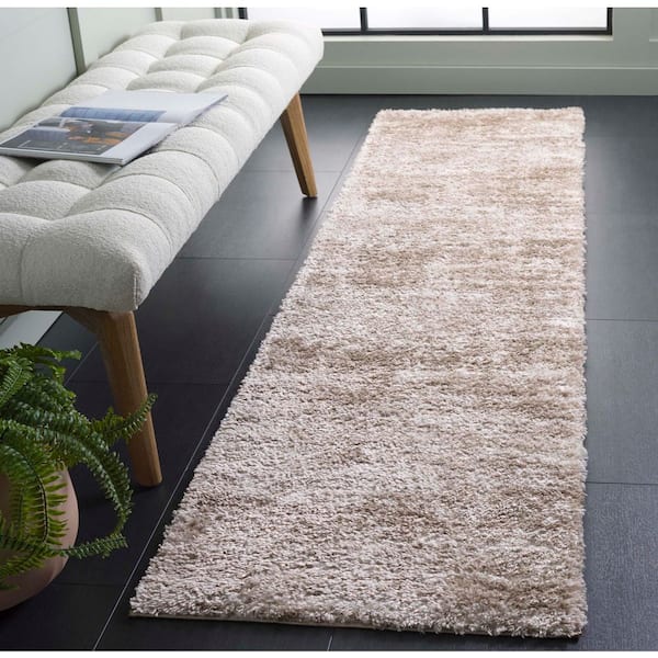 Penelope Shag 2 ft. x 8 ft. Taupe/Ivory Abstract Distressed Runner Rug