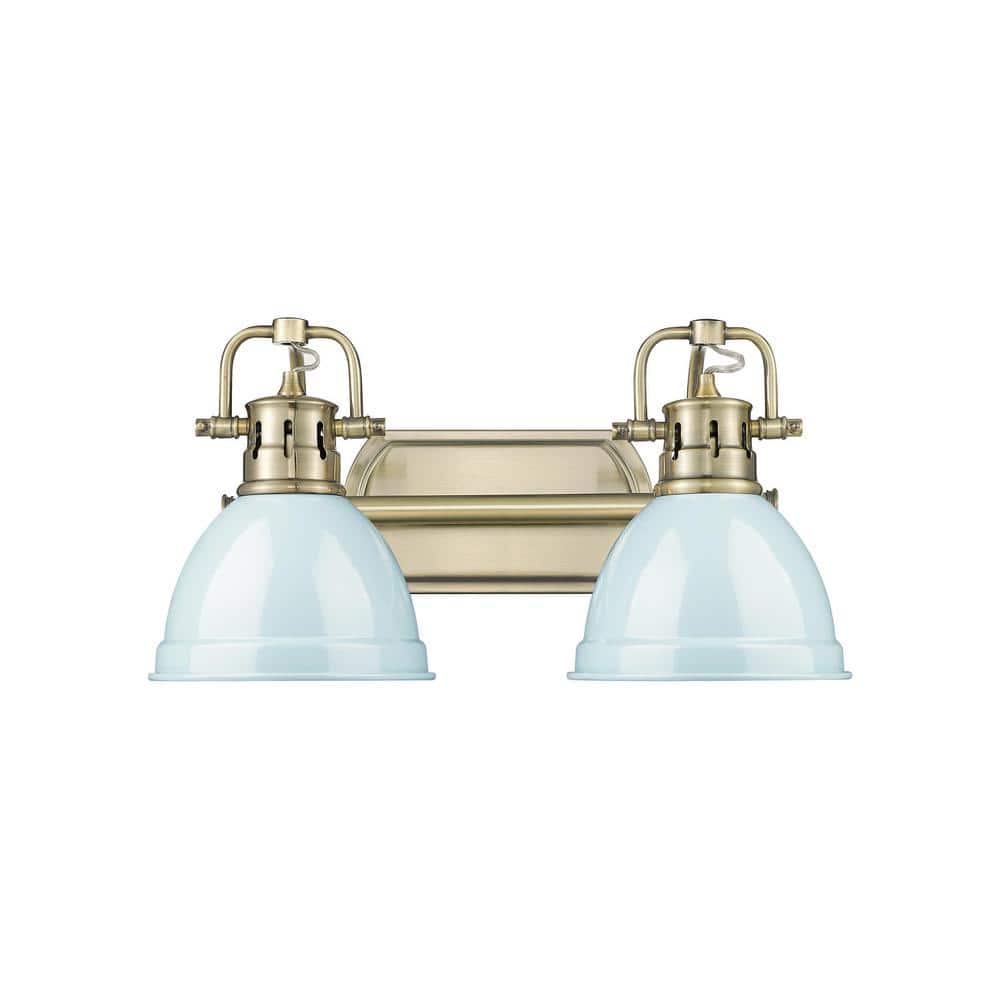 Duncan 8.25 in. 2-Light Aged Brass Vanity Light with Green Shade price history on PriceWatchPro