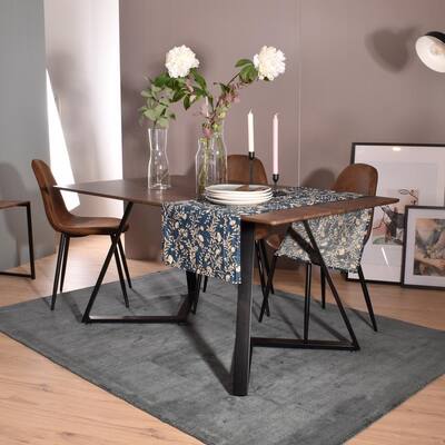 Rectangular Brown Dining Table Accent Table with Coating Metal Tube Frame