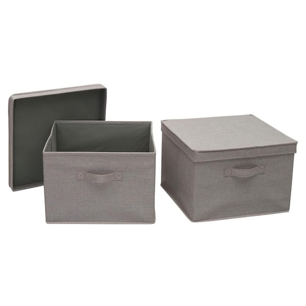 HOUSEHOLD ESSENTIALS 9.5 Gal. Square Storage Box with Lid in Silver 7417-1  - The Home Depot