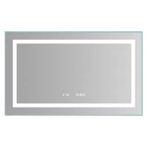 40 in. W x 24 in. H Large Rectangular Frameless Wall LED Bathroom Vanity Mirror with Anti-Fog, Dimmable and Time Display
