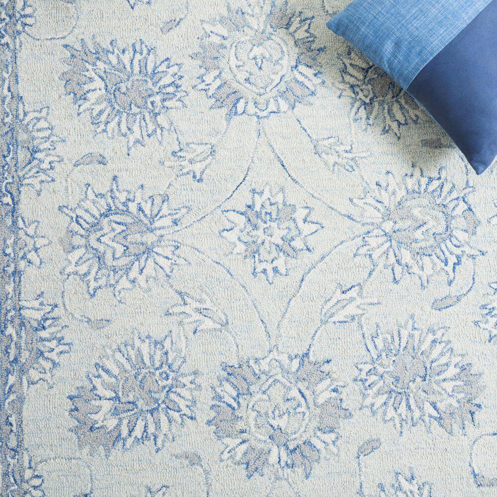 Handmade Light Blue Wool Medallion 8' x 10' Tufted Rug