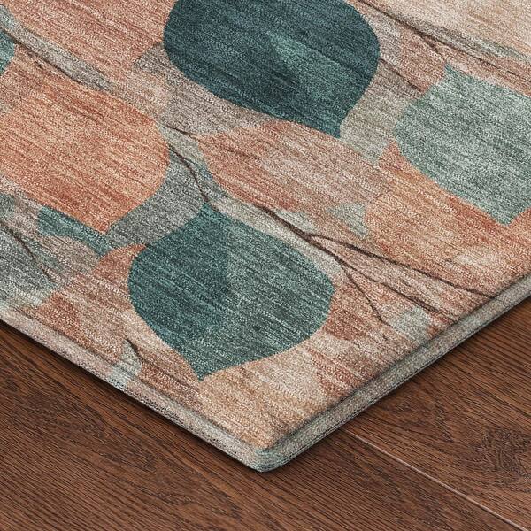 Mayfield Premium Machine Washable Abstract AMF2444 Copper 9 ft. x 12 ft. Area Rug