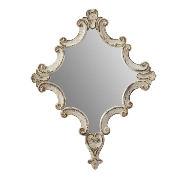 Miscool Anky 23.4 in. W x 29.9 in. H Wood Framed Antique White Wall Mounted Decorative Mirror