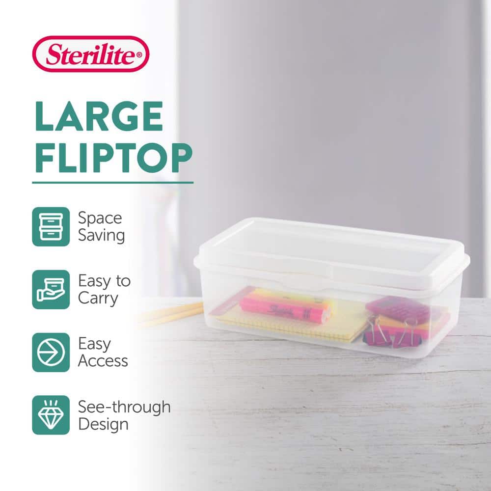 Clear Plastic Stackable Rectangular Storage Bin with Detached Lid, 6-Pack