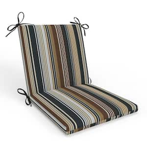 Stripe 21 x 40.5 Deep Seating Outdoor Dining Chair Rounded Corners Seat Cushion with Ties in Labrisa Rattan