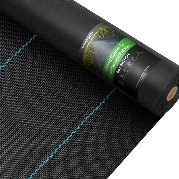 VIVOSUN 4 ft. x 250 ft Barrier Landscape Fabric for Flower Bed, Patio, Orchard, and Playground