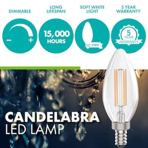 40-Watt Equivalent Dimmable E12 Filament Candle LED Light Bulb, 2700K Warm White Light, 10-Pack