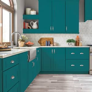 1 qt. #MQ6-35 Teal Motif Semi-Gloss Enamel Interior/Exterior Cabinet, Door & Trim Paint