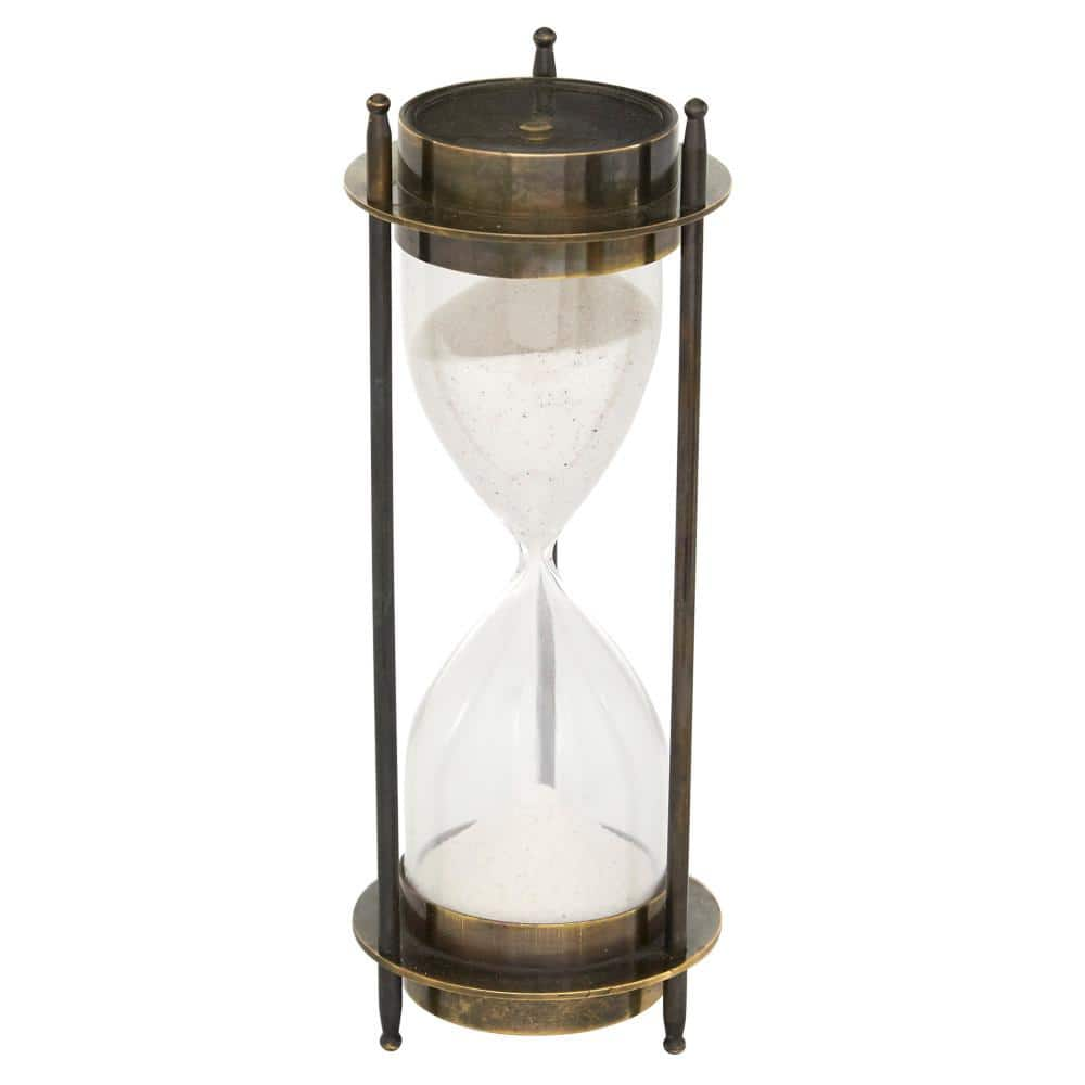 Litton Lane Brown Hourglass Sand Brass Timer with Compass Top 18916 ...