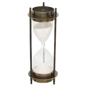 Brown Hourglass Sand Brass Timer with Compass Top