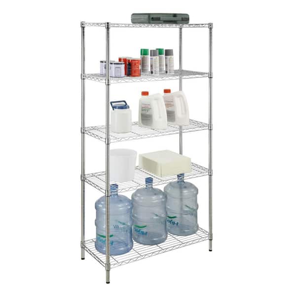 HDX 21656CPS 5-Tier Steel Wire Shelving Unit in Chrome (36 in. W x 72 in. H x 16 in. D) - 3