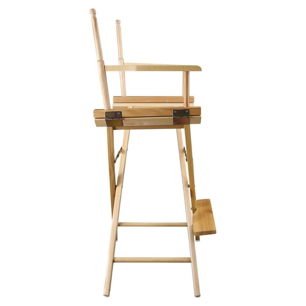 Natural Wood Large Foldable Directors Chair with Blue Canvas