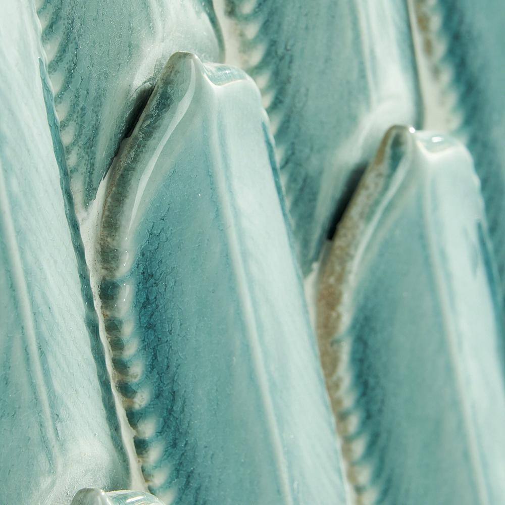 Sky Blue Feather Pattern Ceramic Mosaic Tile