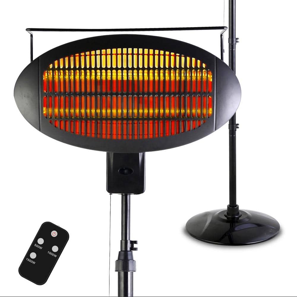 Black Metal Electric Infrared Standing Patio Heater