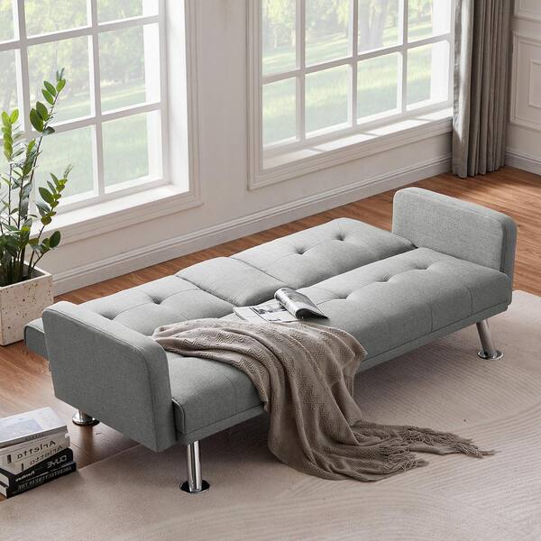 Click Clack Sofa Bed With Arm Storage And Fold Down Cup Holder