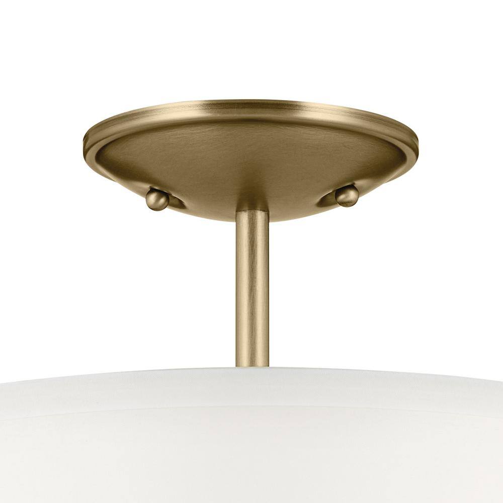 Natural Brass 14" 3-Light Semi-Flush Drum Ceiling Fixture