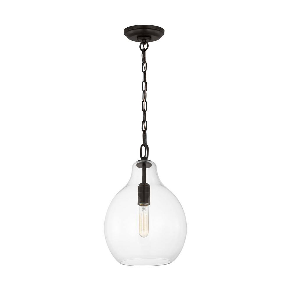 Aged Iron Clear Glass Teardrop Pendant Light