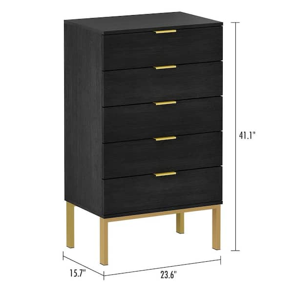 FUFU&GAGA 5-Drawer White Wood Chest Drawer Dresser Storage Cabinet Organizer  with Metal Leg 41.1 in. H x 23.6 in. W x 15.7 in. D KF200157-02 - The Home  Depot