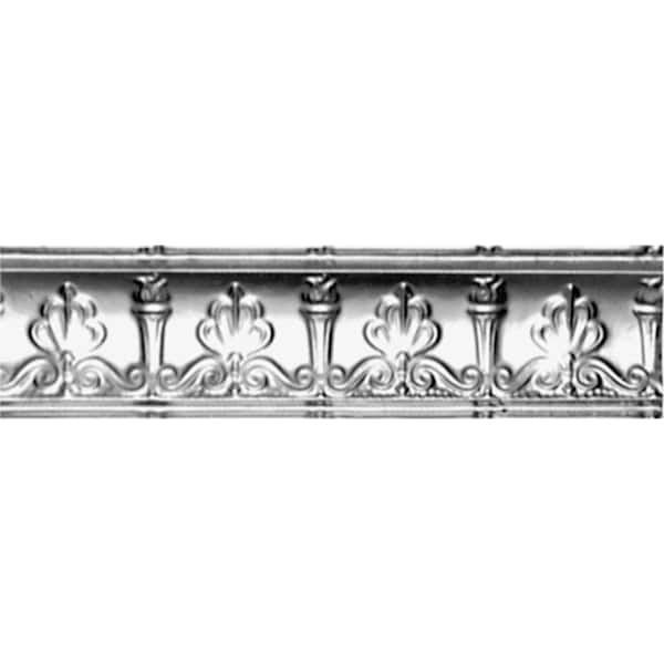 Shanko 4 in. x 4 ft. x 4 in. Clear Lacquer Steel Nail-up/Direct Application Tin Ceiling Cornice (6-Pack)
