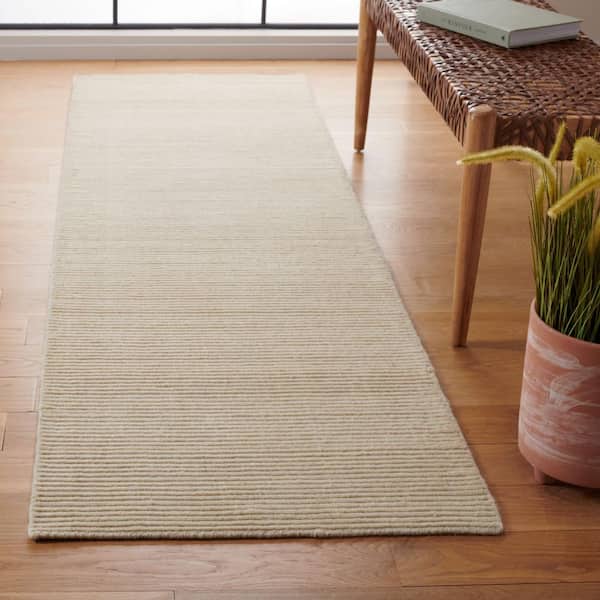 Himalaya 2 ft. x 8 ft. Ivory Crosshatch High-Low Runner Rug