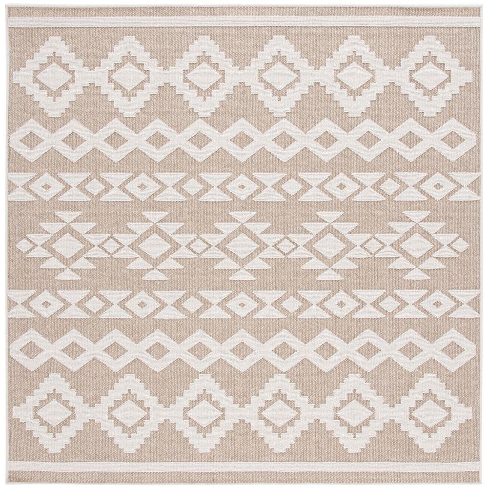 Global Beige/Ivory 7 ft. x 7 ft. Diamond Aztec Indoor/Outdoor Square Area Rug price history on PriceWatchPro