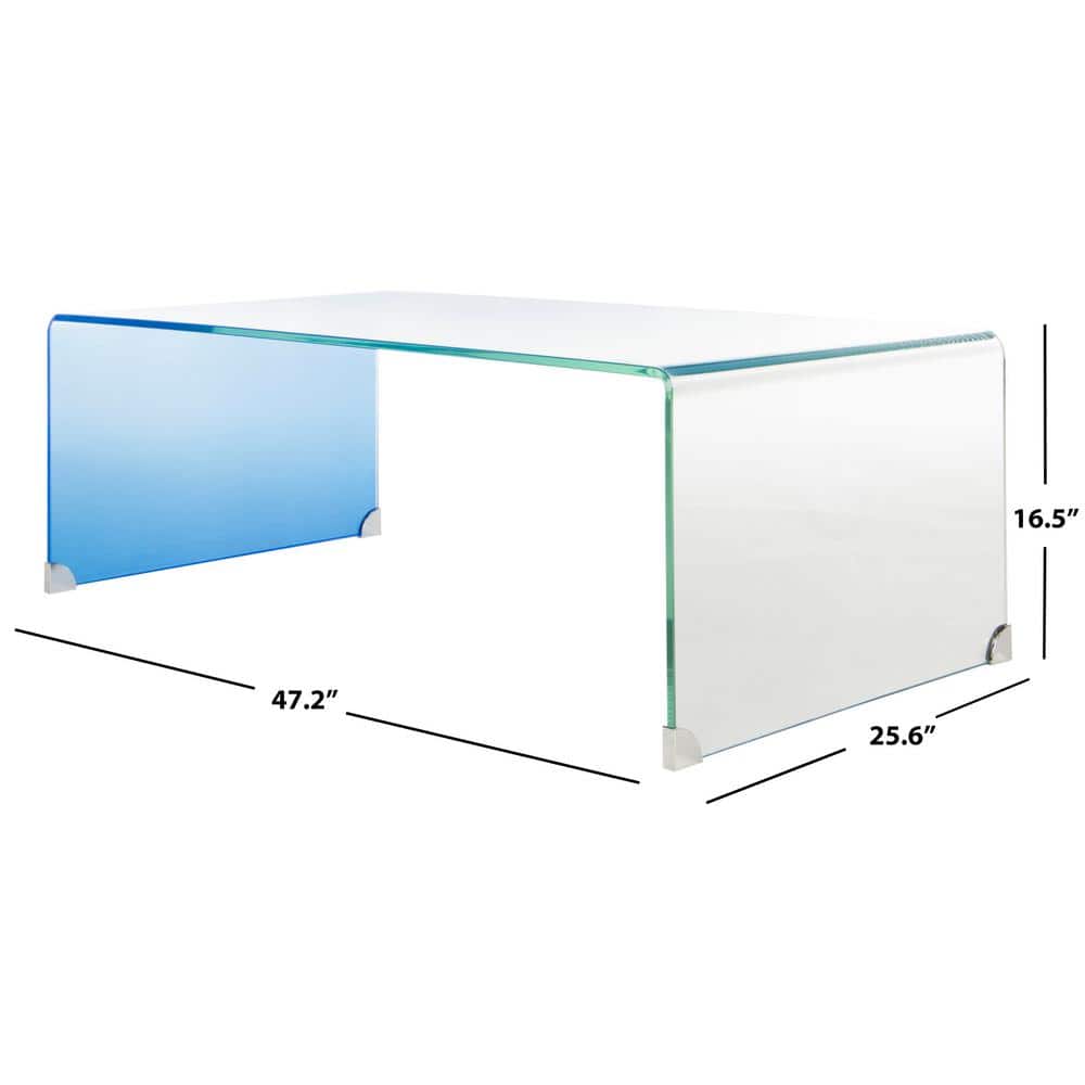 Crysta 47'' Blue Ombre Rectangular Glass Coffee Table