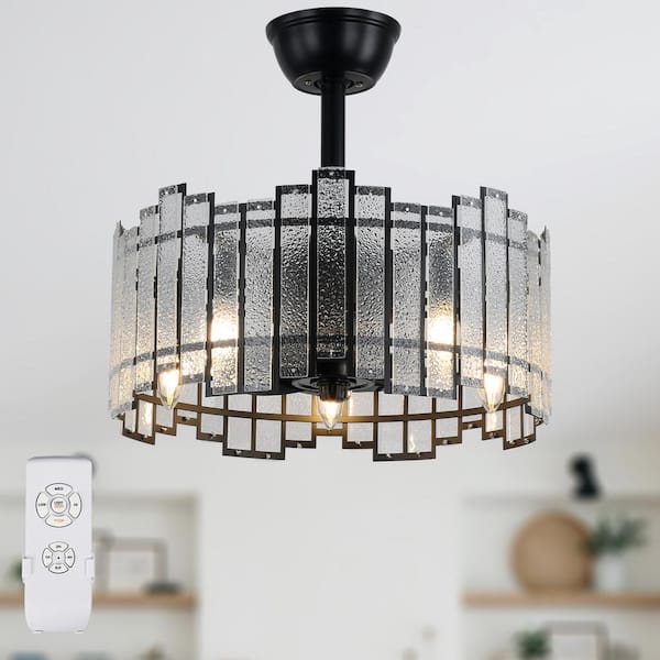 Bella Depot Modern 19 in. Indoor Black Ceiling Fan with Lights, 3-Speed Reversible Fan Lighting with Remote