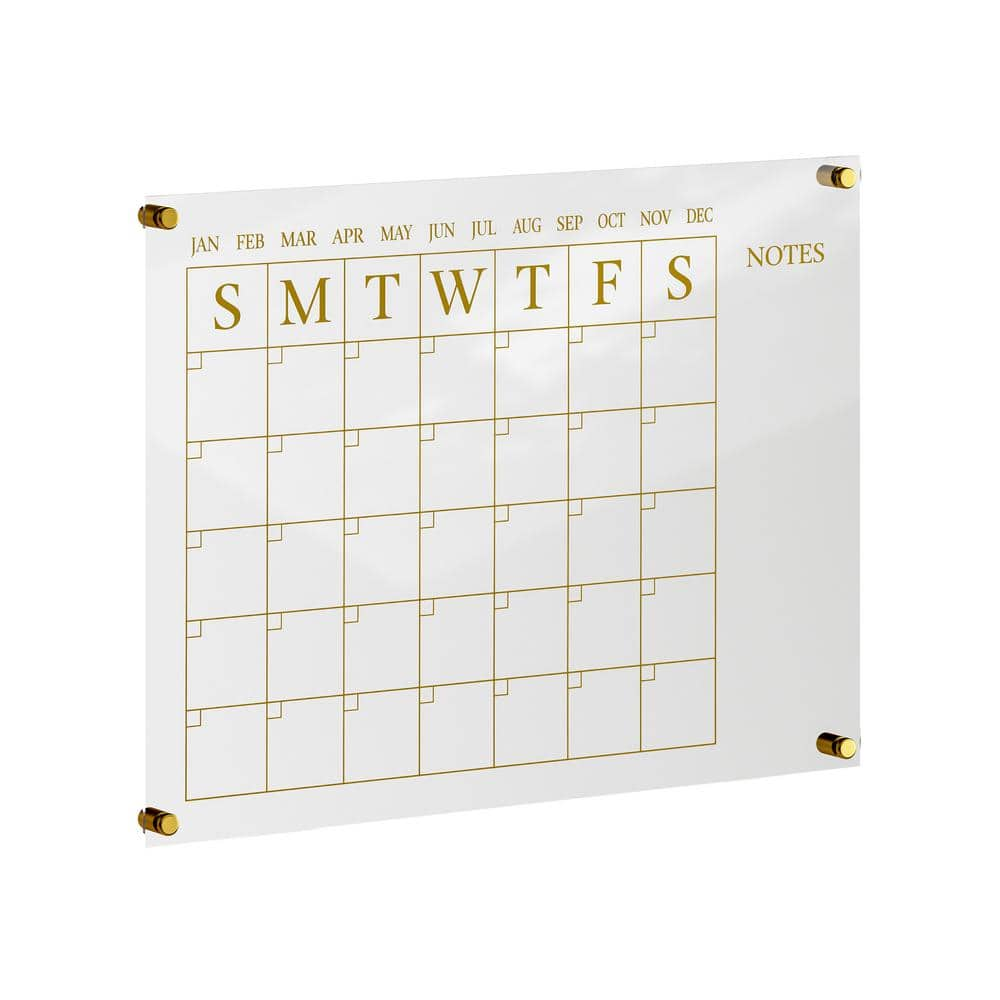 Martha Stewart Acrylic Monthly Wall Calendar Gold Print with Notes Clear