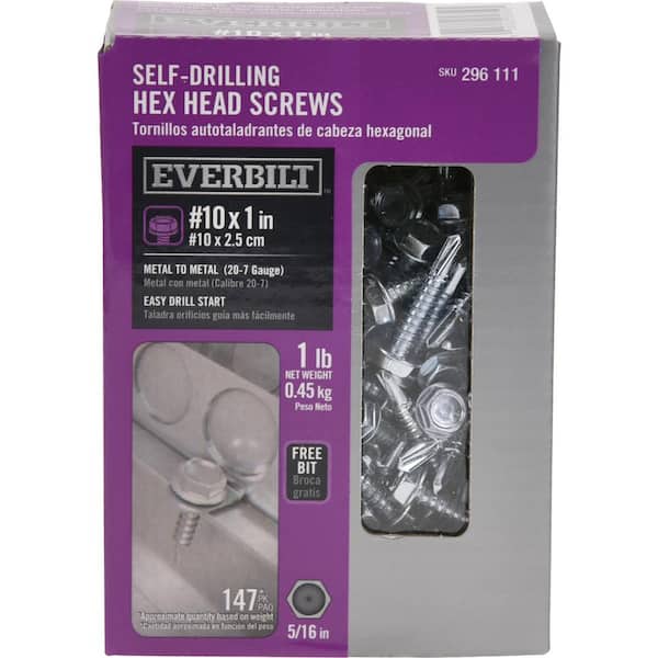 Everbilt #10 1 in. External Hex Flange Hex-Head Self-Drilling Screw 1 lb.-Box (147-Piece)