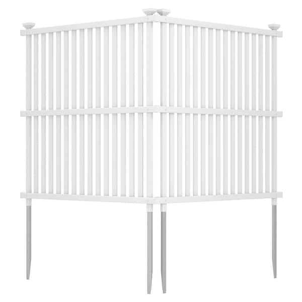 45 in. Plastic 2-Panels Garden Fence Panels with Metal Ground Stakes No Dig Trash Can Enclosure